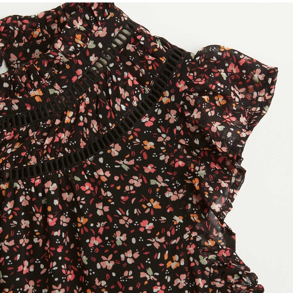 LOFT Floral Ruffle Trim Shell - Picture 3 of 3